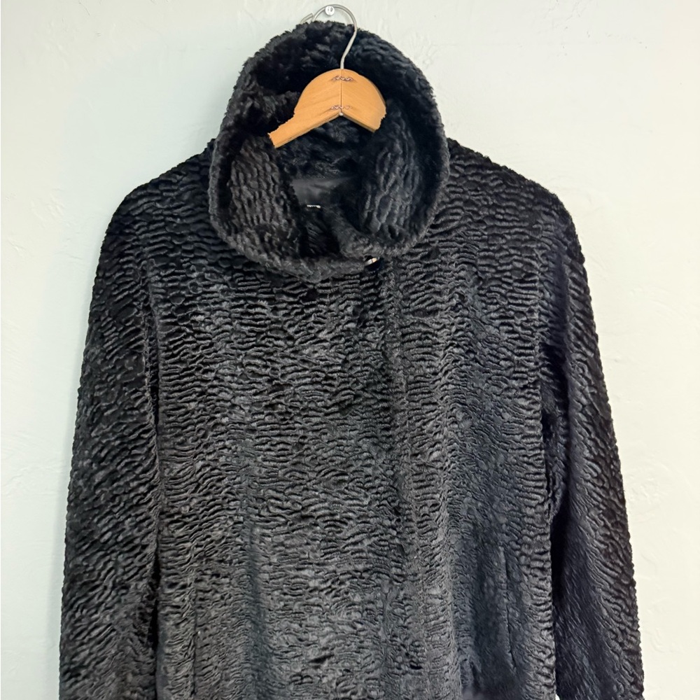 Talbots Black Faux Fur Coat